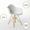 Mesa Jantar Redonda 90cm Branca Clips 3 Pés com 4 Poltronas Brancas Base Dourado Branco - 4