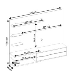 Home Suspenso Amur Off White com Freijó - MoveisAqui - 5