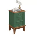 Ver imagem 1 de Mesa de Cabeceira Rústica Madeira Maciça 3 Gavetas Verde - Apaixone & Decore
