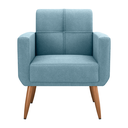 Ver imagem 2 de Poltrona Decorativa Malaga Bouclé Azul 69cm para Sala Escritório Quarto e Recepção