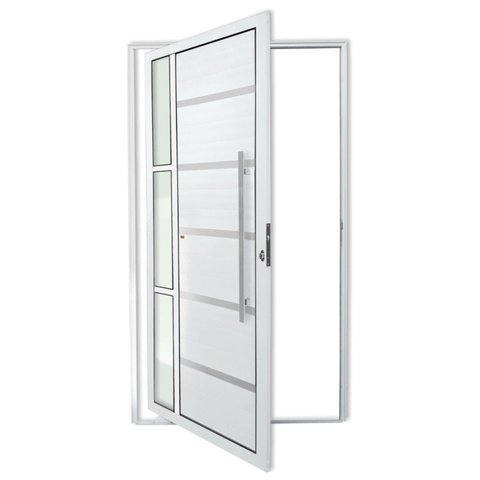 Porta de Alumínio Pivotante Lambri 210x120cm com Puxador Miraggio Super Brimak Abertura Direita Branco