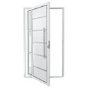 Ver imagem 1 de Porta de Alumínio Pivotante Lambri 210x120cm com Puxador Miraggio Super Brimak Abertura Direita Branco