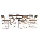 Ver imagem 5 de Mesa Jantar Retangular Industrial Trama 1,50x0,90m Amêndoa 6 Cadeiras Estofadas Bege e Cobre Vitó