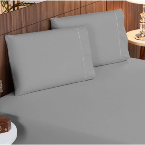 Jogo de Cama 400 Fios Ponto Palito 3 Peças Casal