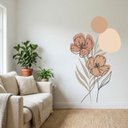 Ver imagem 1 de Adesivo Floral Boho Marrom Estilo Nórdico 88x150 Minimalista Abstrato