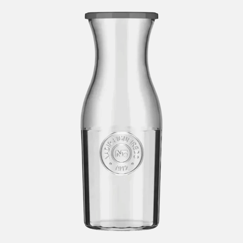 Jarra Americano Vintage 1,2 L em Vidro Transparente com Tampa Cinza - Kit com 6 Unidades