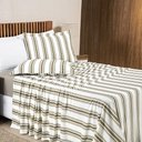 Ver imagem 2 de Jogo Cama Lençol Daily Casal Padrão Malha 100% Algodão Listrado 4 Peças - Cáqui