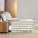 Ver imagem 3 de Jogo Cama Lençol Daily Casal Padrão Malha 100% Algodão Listrado 4 Peças - Cáqui