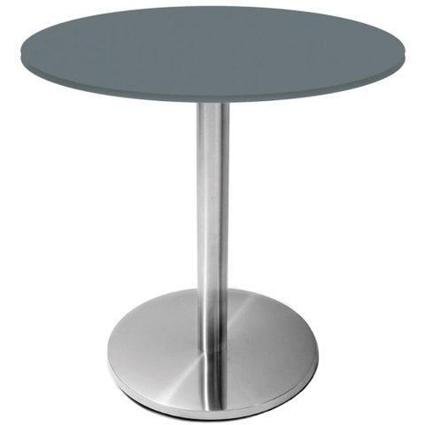 Mesa Beta Inox 75 Cm (altura) Disco Redondo Tampo Mdp Redondo 70 Cm (larg) X 2,50 Cm (alt) Grafito