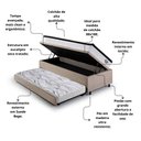 Ver imagem 5 de Bicama Box Baú Solteiro Suede Bege 88x188 com Colchão Molas Ensacadas Cama Inhouse Ecoflex