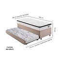 Ver imagem 2 de Bicama Box Baú Solteiro Suede Bege 88x188 com Colchão Molas Ensacadas Cama Inhouse Ecoflex