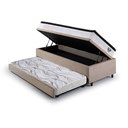 Ver imagem 4 de Bicama Box Baú Solteiro Suede Bege 88x188 com Colchão Molas Ensacadas Cama Inhouse Ecoflex