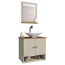 Ver imagem 1 de Conjunto de Banheiro com Gabinete 2 Portas, Cuba com Valvula, Torneira e 1 Espelheira Deli