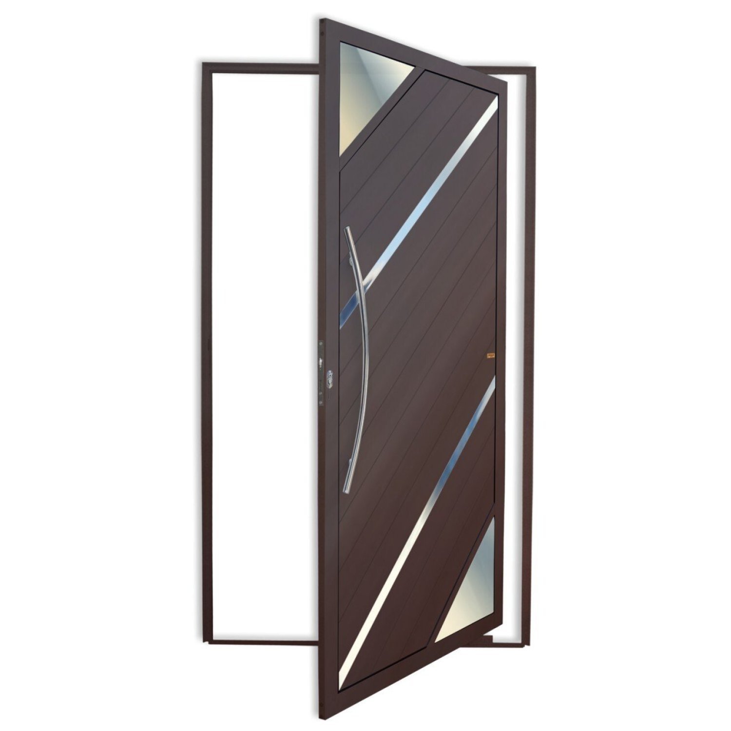 Porta de Alumínio Pivotante Lambril 210x100cm com Puxador Corten Super Oasis Brimak - 1