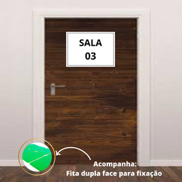 Placa Sinalização 1/2 Oficio Sala 03 Mdf Natural - 2