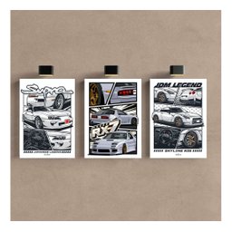 Kit 3 Quadro Jdm Carro Placa Decorativa Japão Supra Skyline 28x20cm - 1