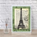 Ver imagem 2 de Quadro Vintage Torre Eiffel - Selo Antigo 24x18cm - com Vidro:moldura Branca