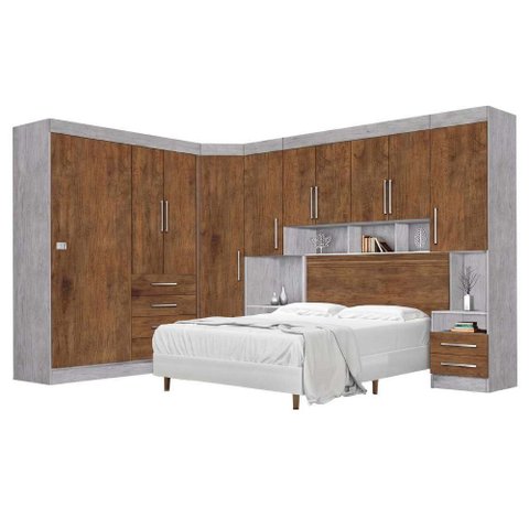 Dormitório Completo Georgia J&a Avelã / Jequitibá para Cama Box 1,38m Casal