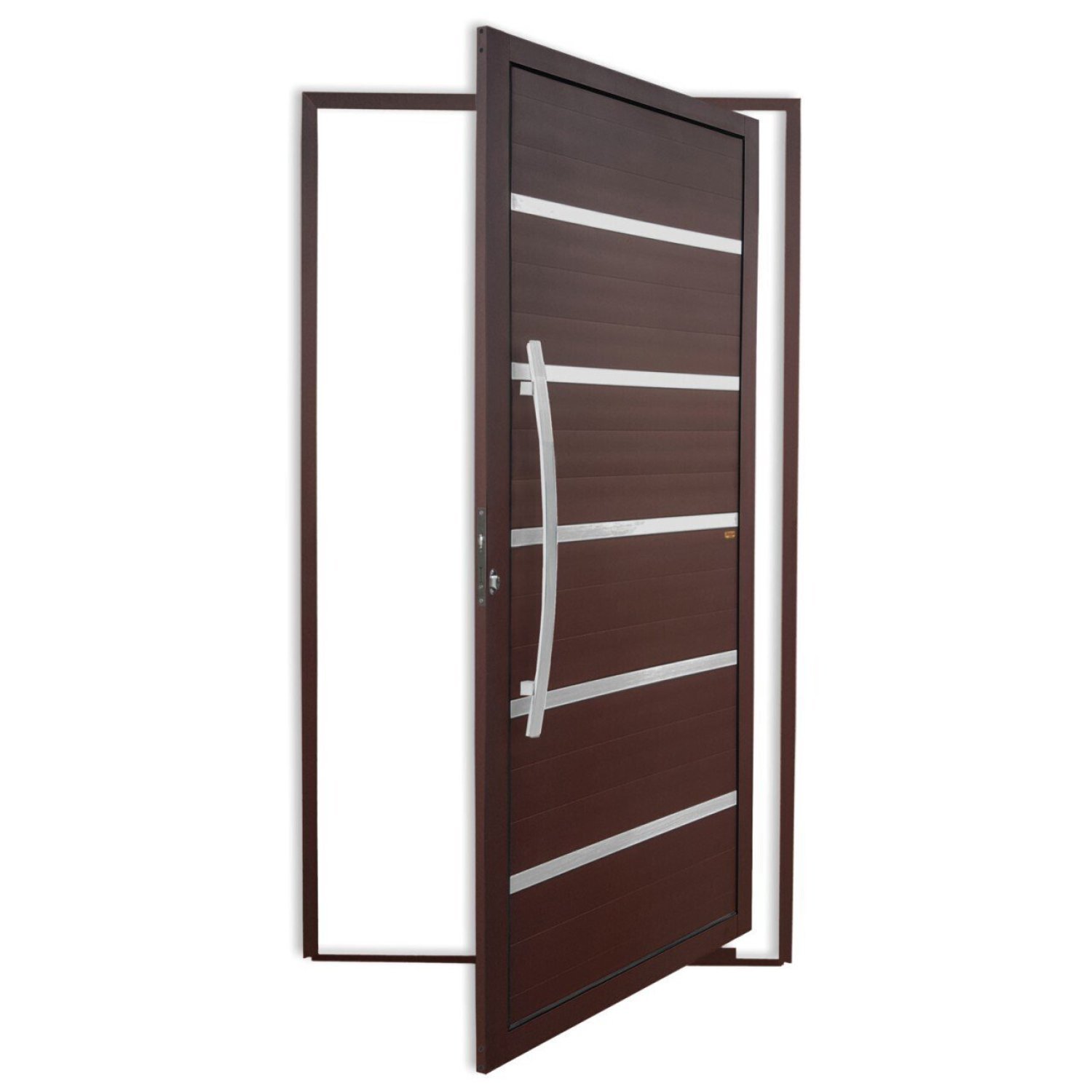 Porta Pivotante Lambril Premium com Puxador Lado Esquerdo Super Marrom Corten 120 Brimak - 1