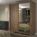 Ver imagem 1 de Guarda-Roupa Solteiro Madesa Dallas Plus 2 Portas de Correr com Espelho 4 Gavetas com Pés Rustic Cor