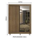 Ver imagem 3 de Guarda-Roupa Solteiro Madesa Dallas Plus 2 Portas de Correr com Espelho 4 Gavetas com Pés Rustic Cor