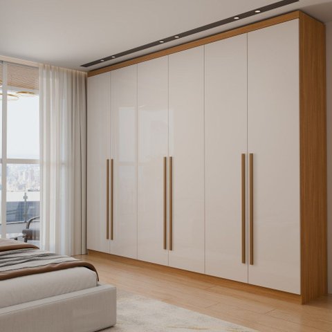 Guarda-Roupa Casal Magnus 6 Portas 3 Gavetas Cinamomo/Off White - Panorama Móveis