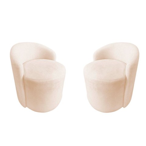 Kit 2 Poltronas Decorativa Yara Orgânica Couro Bege