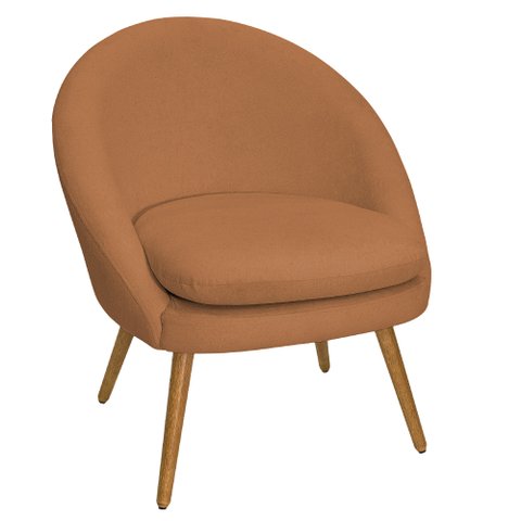Poltrona para Sala Rafa Pés Palito Castanho Bouclé Terracota - Nexta Casa