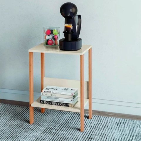 Mesa Auxiliar em Mdf 40x44x60 Cm Branco Freijó Dalla Costa F14