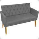 Ver imagem 2 de Kit Namoradeira Decorativa Para Sala Capitonê Com Base + 2 Poltronas Para Recepção Suede
