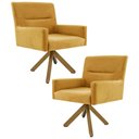 Ver imagem 1 de Kit 2 Poltronas Giratórias Base Madeira B-279 Amarelo
