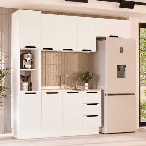 Armário de Cozinha Modulada Completa 4 Peças 240cm sem Tampo 250060 Meena Politorno Móveis