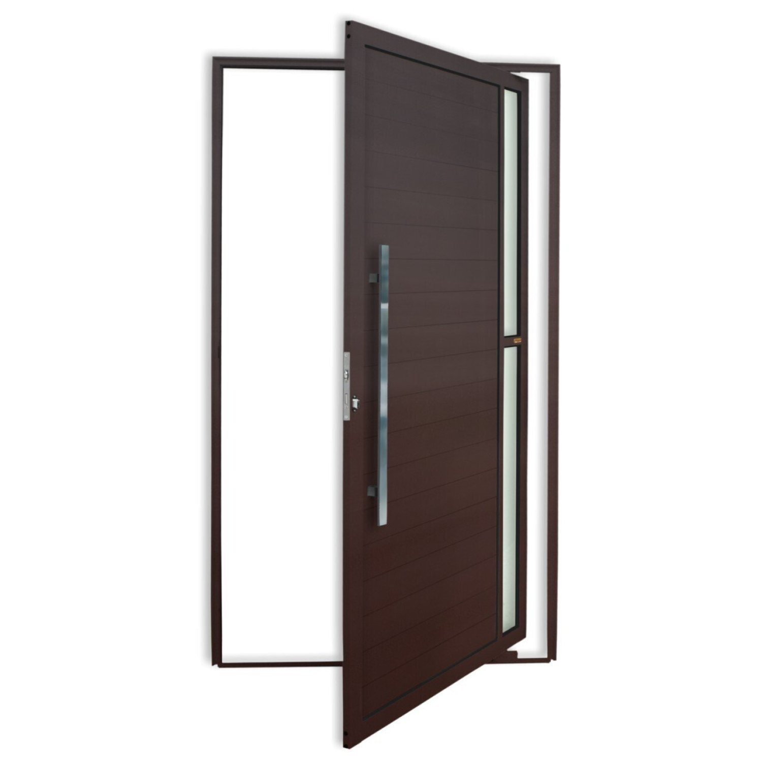 Porta de Alumínio Pivotante Lambril 210x120cm com Puxador Corten Super Visione Brimak