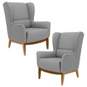 Ver imagem 1 de 2 Poltronas Base Manu Madeira C-416 Cinza Escuro Domi