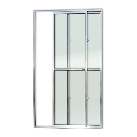 Porta de Alumínio Balcão 210x120cm 2 Folhas com Vidro Liso Anodizado Brilhante Super Brimak
