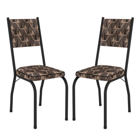 Kit 2 Cadeiras de Jantar em Aço Tubular 258 Sf Preto/mosaico Palha - Combo Stock