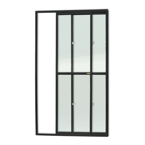 Porta Balcão 2 Folhas Super 25 Vidro Liso 210cm x 120cm Brimak Preto