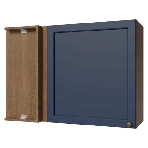Armário Aéreo de Canto 1 Porta Rustic/azul Vik Madesa