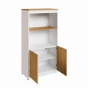 Ver imagem 5 de Estante Armário 160cm para Escritório com 2 Portas Puxadores Cava Corporate F5 Marrom/Macadâmia/Bran