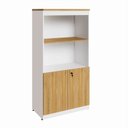 Ver imagem 2 de Estante Armário 160cm para Escritório com 2 Portas Puxadores Cava Corporate F5 Marrom/Macadâmia/Bran