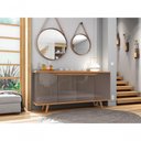 Ver imagem 2 de Buffet Louise Mármore 4 Portas MDF MDP 160cm Cinza Pérola Noce Casa D Móveis
