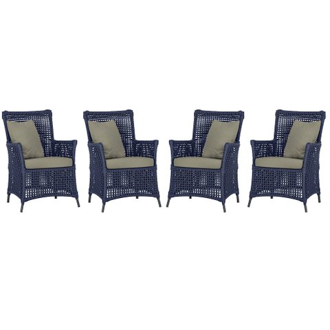 4 Poltronas Igapó Alumínio Micro Pintura Preta Corda Náutica Estofado 8
