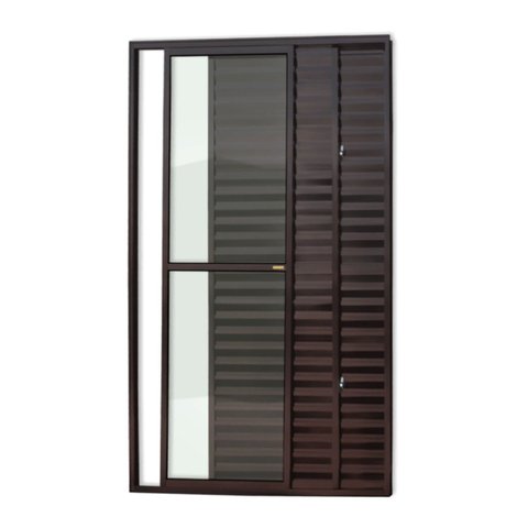 Porta de Alumínio Balcão 210x120cm 3 Folhas com Vidro Liso Corten Super Brimak