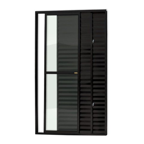 Porta Balcão 3 Folhas Super 25 Vidro Liso 210cm x 120cm Brimak Preto
