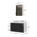 Ver imagem 4 de Conjunto Gabinete Banheiro YARIS 80cm (gabinete + Cuba + Espelheira +Tampo Vidro) Branco / Preto