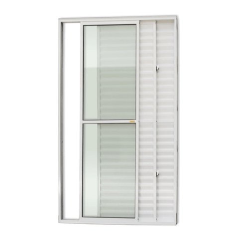 Porta de Alumínio Balcão 210x150cm 3 Folhas com Vidro Liso Super Brilhante Brimak