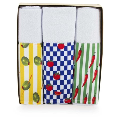 Kit Pano de Copa Essencial Azeitona 3 Peças - Catran Estampado