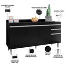 Ver imagem 5 de Balcão Gabinete para Cozinha com Tampo 160cm Mirian M05 Preto - Inoviza