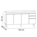 Ver imagem 6 de Balcão Gabinete para Cozinha com Tampo 160cm Mirian M05 Preto - Inoviza