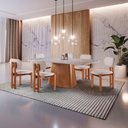Ver imagem 1 de Conjunto Sala de Jantar 6 Lugares Lotus - Mesa e Cadeiras Orgânicas Madeira Maciça Linho